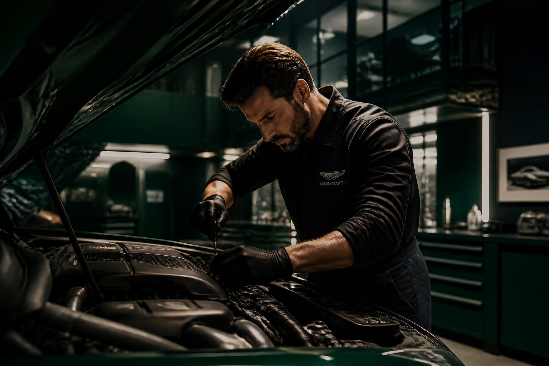 Mecánico profesional trabajando en el motor de un coche en el taller DoctorCar en Dos Hermanas